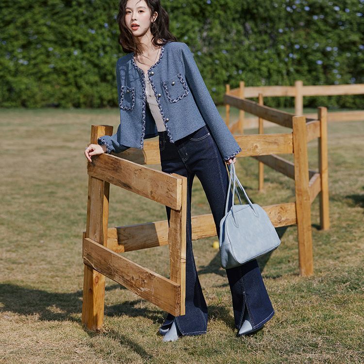 2025 autumn design and winter luxury new retro style designer jacket women's short jacket new shoulder pad slim patch satin ribbon small jacket