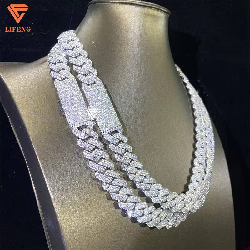 High Quality 925 Sterling Silver Gold Plated VVS Moissanite Cuban Link Chain 14MM Wide for Weddings Gifts Hip Hop Jewelry
