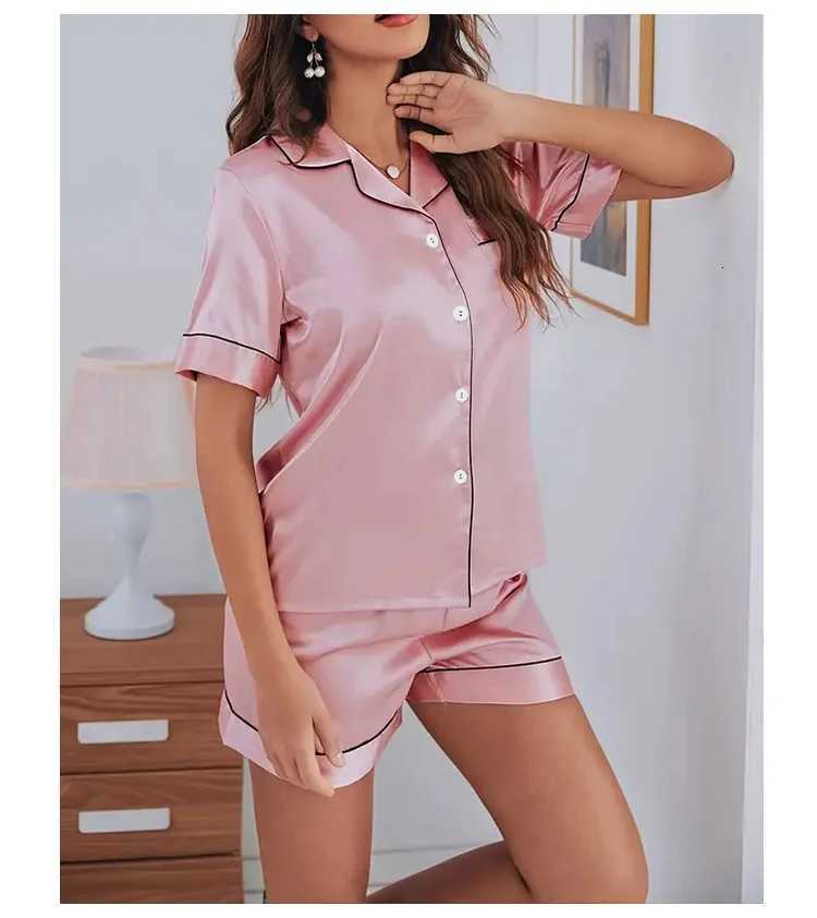Women Twopiece Pj Sets Sleepwear Loungewear ButtonDown Pajama Women 2 Piece Pijama Homewear Shorts SetT251014