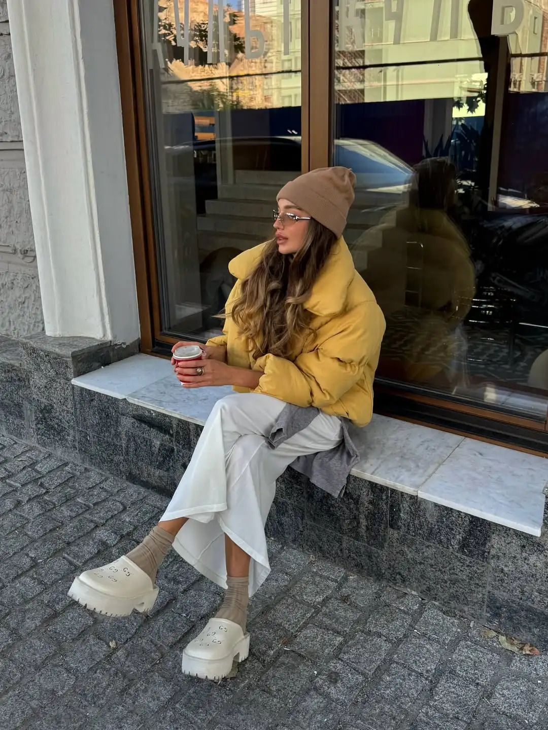 Womens Warm Winter Cotton Jacket Yellow Padded Coat Casual Loose Office Commute Lady Lapel Neck Full Sleeve Short Outwear 251011