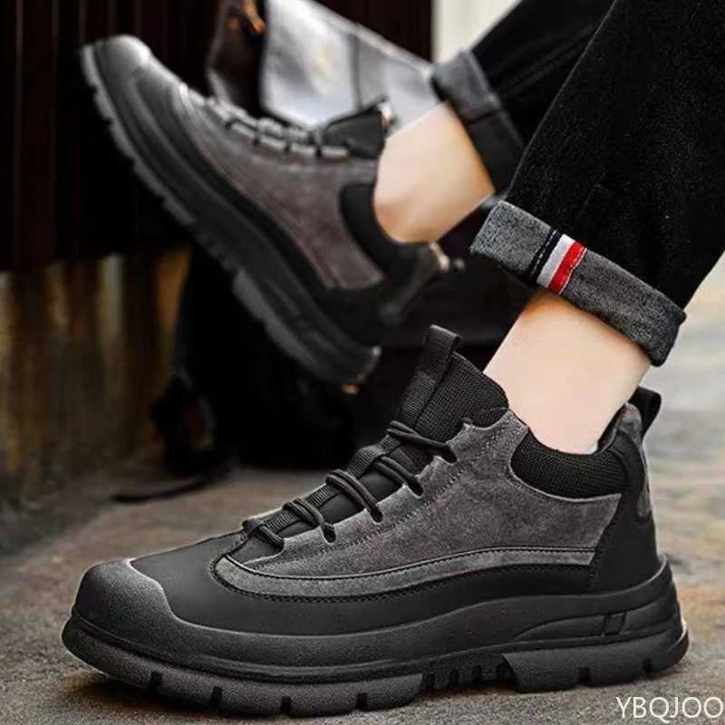 Casual comfortable snow boots men winter warm high top cotton shoes outdoor fashionable versatile anti slip workwear boots C251014