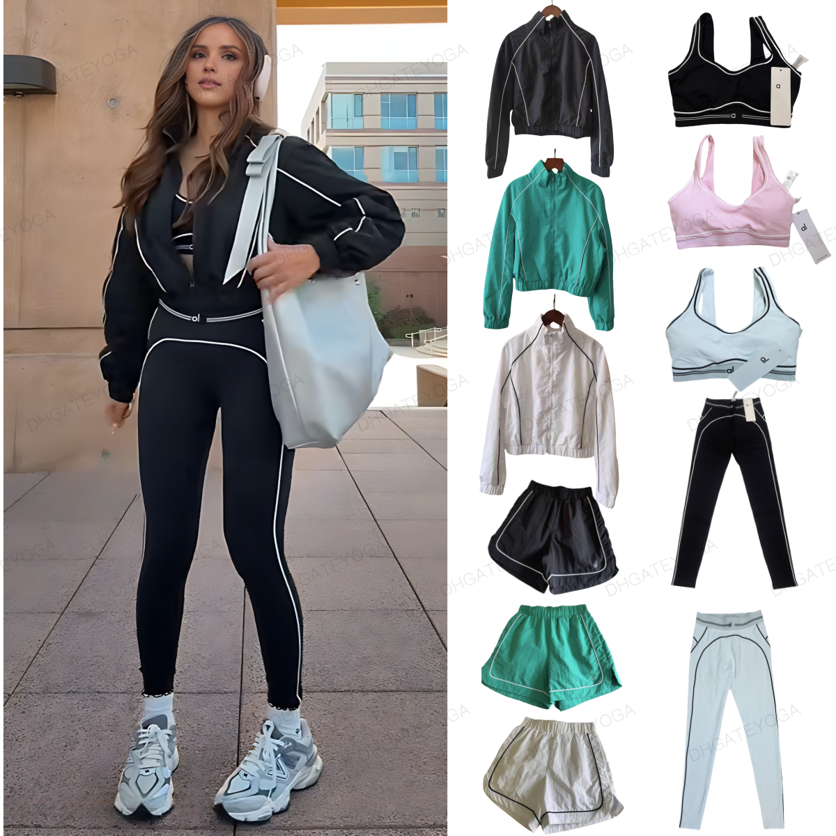 Quality Women Yoga Suits Jacket And bra Sets Sports Heart Throb Legging+Shorts White-Striped Fitness Pilates Workout Quick-Drying High Sets