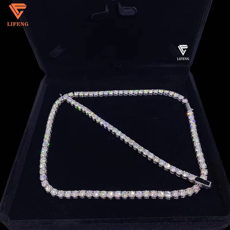 Pass Diamond Tester D Color Ice Out Moissanite Necklace 925 Silver Diamond Chain 6mm Vvs Moissanite Tennis Chain Hip Hop Jewelry