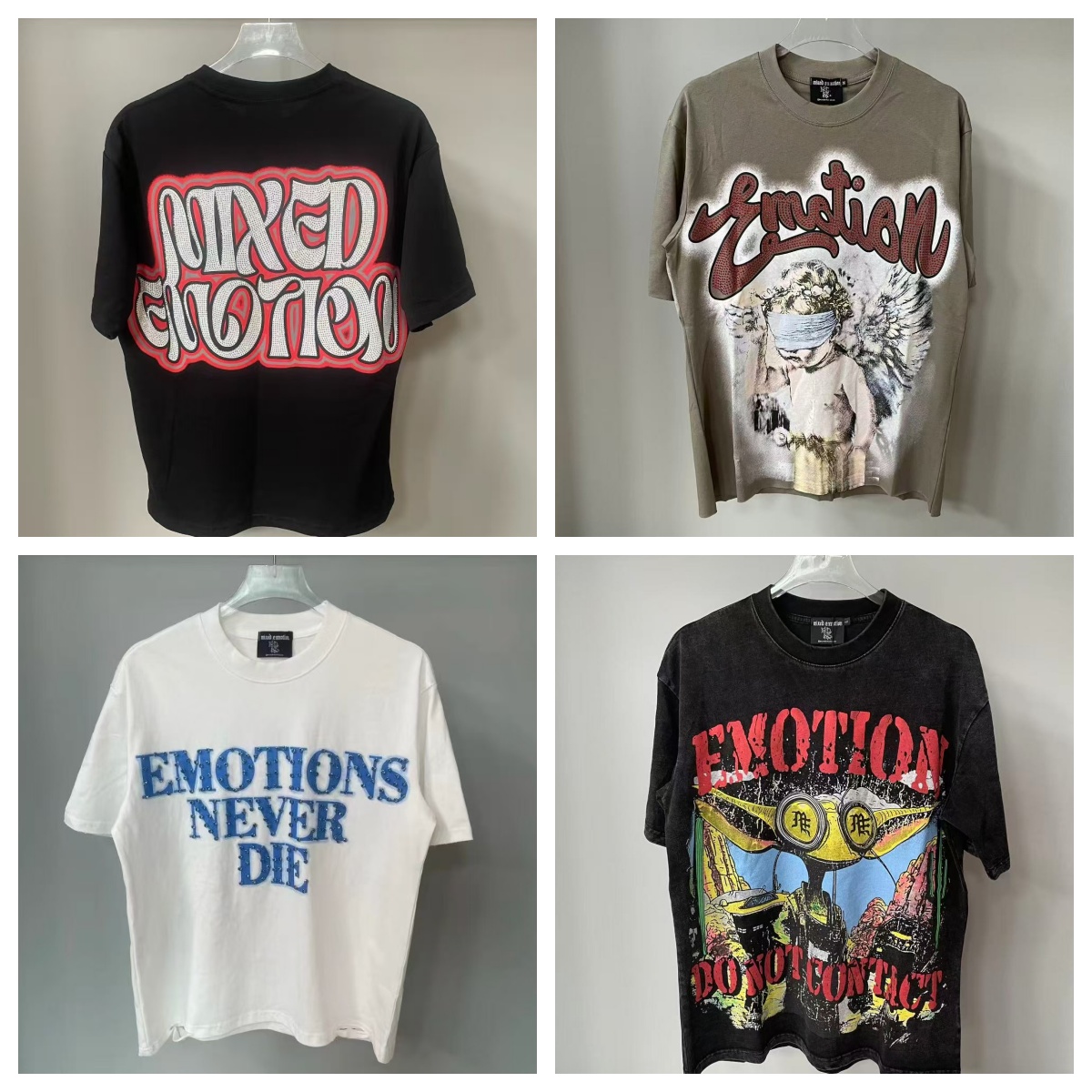mixed emotion shirt men rhinestone designer t shirt y2k shirt graphic tee summer loose fit shirts campus fashion shirt casual shirts hip hop tees MIXED EMOTION s-xl