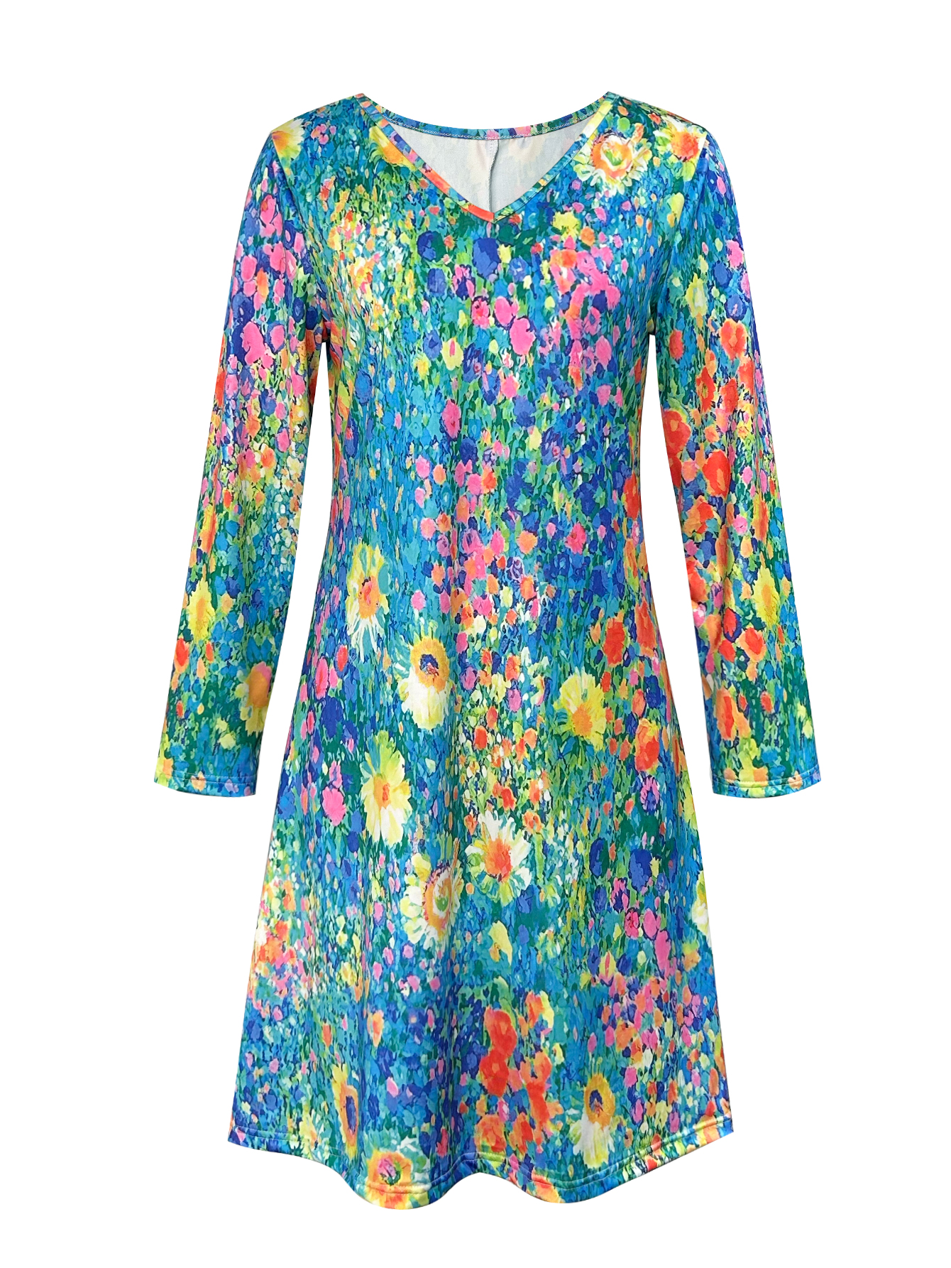 Women's Autumn New Casual Vacation Floral Printed Midi Dress-CF24923