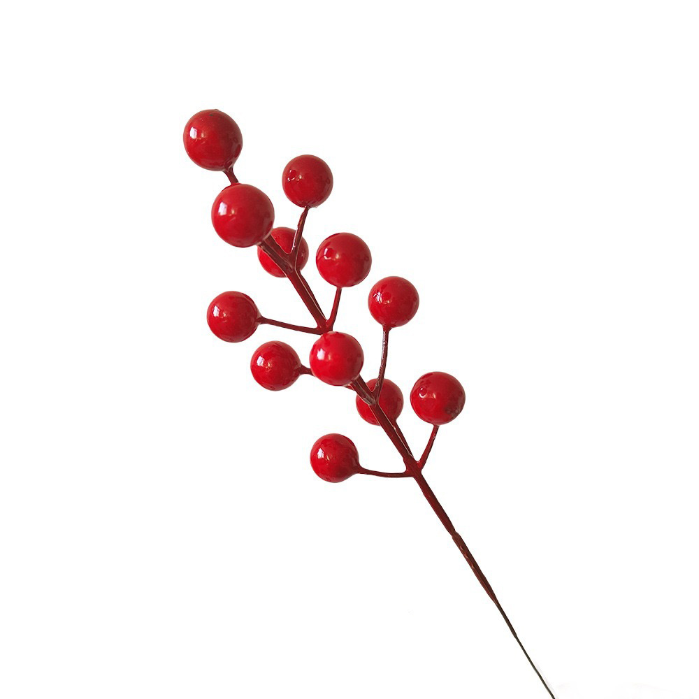 Christmas simulation berry grafting pine needle lantern flower decoration red fruit DIY flower arrangement accessories wholesale artificial flowers