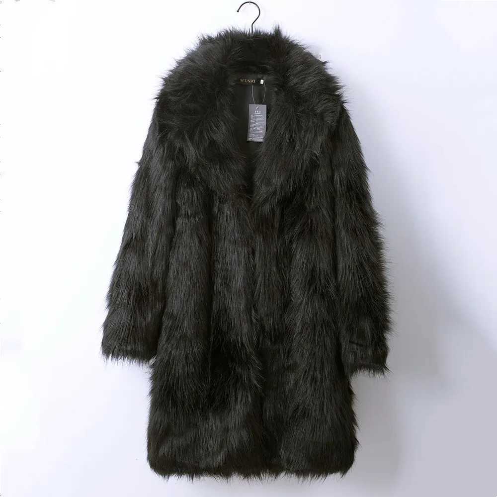 2025 Winter Black White Fur Coat Man Winter Warm Faux Fur Long Jacket Outerwears Outdoor Casual Fur Cardigan W251014