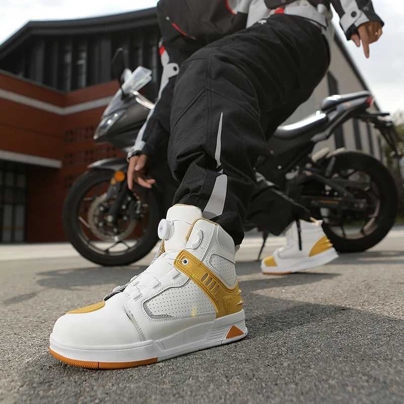 Cowhide Motorcycle Genuine Leather Riders Shoes Men AntiSlip Breathable Motos Protective Boots Outdoor Hiking Cycling Shoe Gift C251014