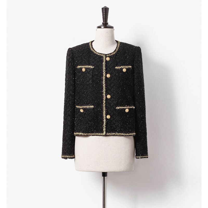 2025 Autumn Designer Jacket New Top Sparkling Night Sky in Autumn Black design Gold Coarse Floral Craftsmanship Short Luxury Women's Jacket Elega