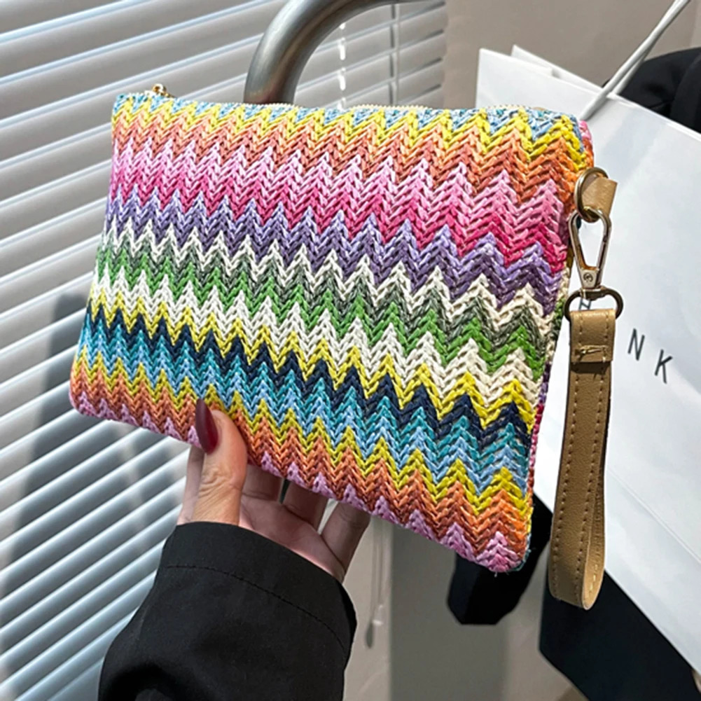 Vintage Hand Woven Clutch Bag Colourful Money Beach Long Handmade Casual Portable Elegant Exquisite for Weekend Vacation 251014