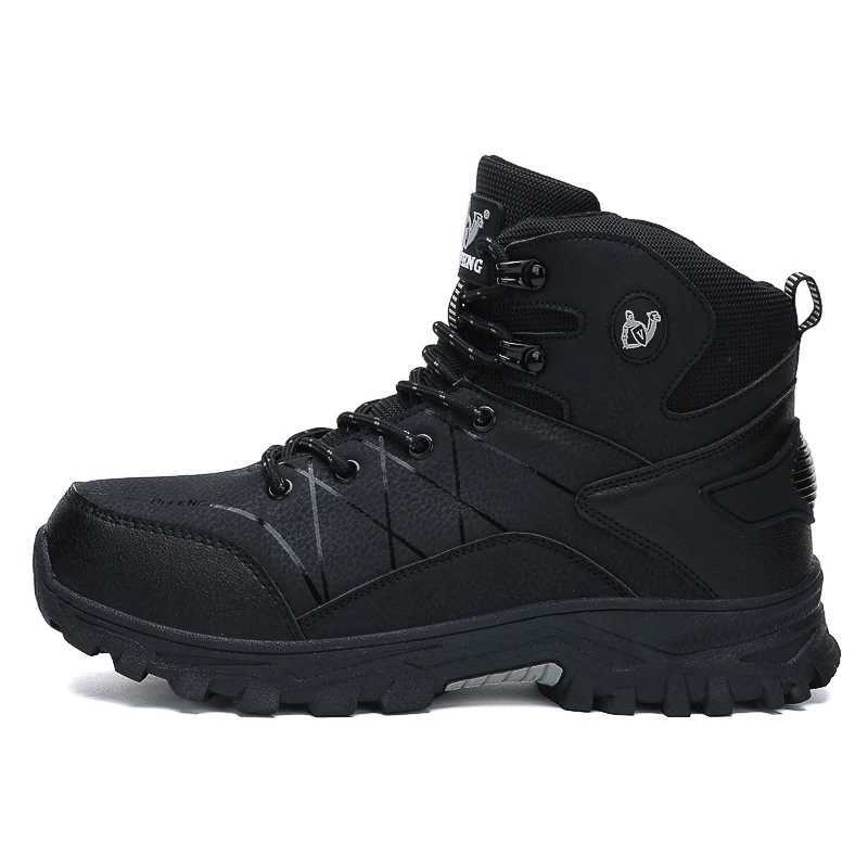 Large Size HighTop Boots Men Outdoor Warm Fur Snow Boots Black Leather Casual Ankle Boot Autumn Fall Winter Tactical Sneakers C251014