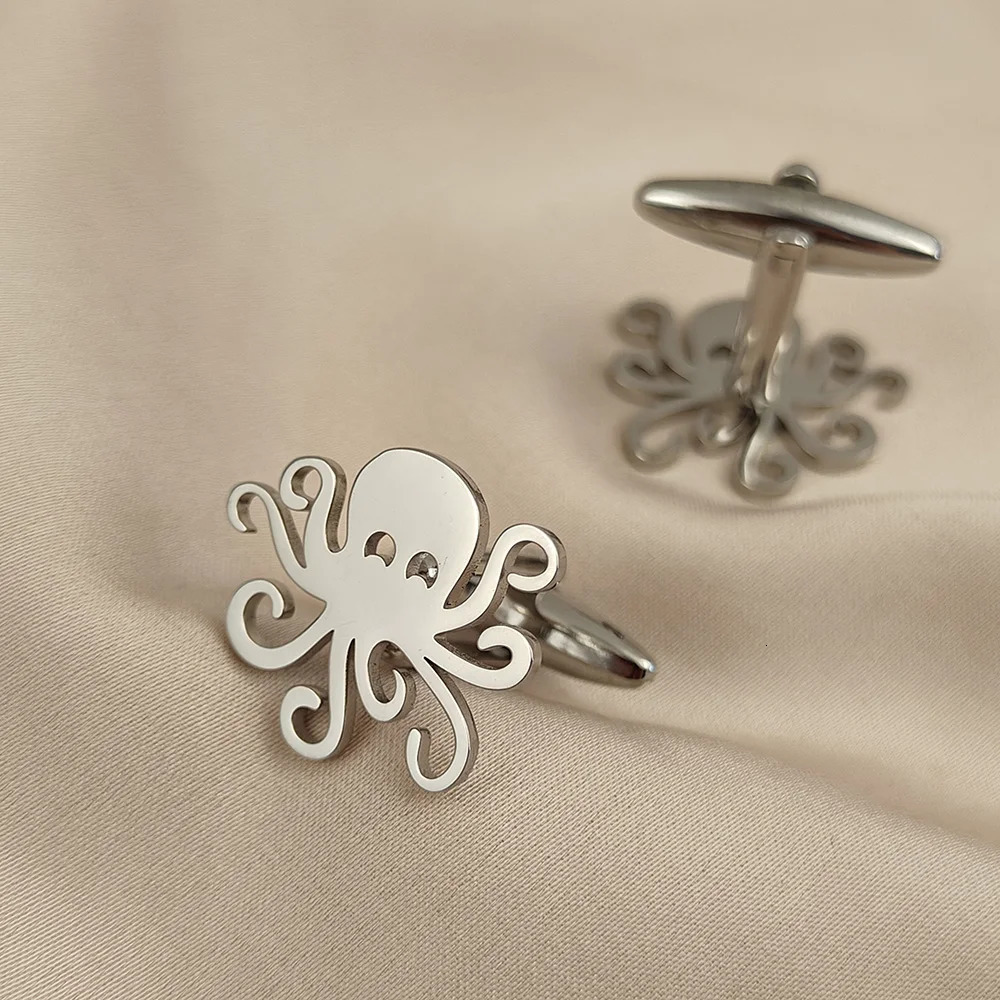 Cufflinks for Mens Stainless Steel Octopus Cuff Links Men Jewelry Accessories Personalized Ocean Animal Pattern Buttons Gift 251013 L251024