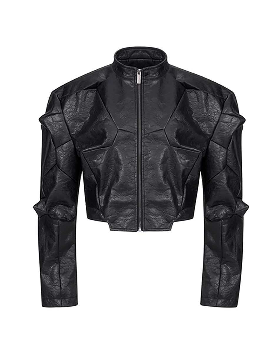 Mauroicardi Spring Autumn Cool Handsome Short Deconstruction Pu Leather Jacket Men Luxury Designer Punk Style Clothes Streetwear J251014