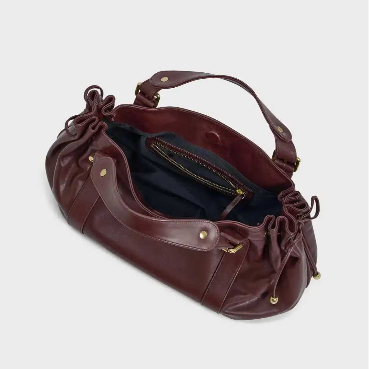 Womens Vintage Handbag New Fashion Solid Color Tote Bag Luxury Design Shoulder Bag for Everyday StyleL251014