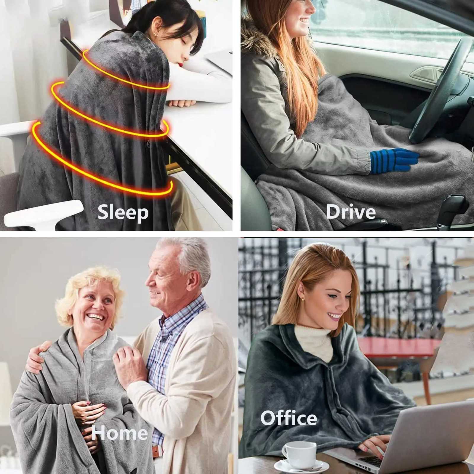 Wearable Heating Electric Blanket Shawl 3 Heated Level Throw Blanket 5v USB Charging Coral Velvet 8 Heated Areas Fast Heating Y251014