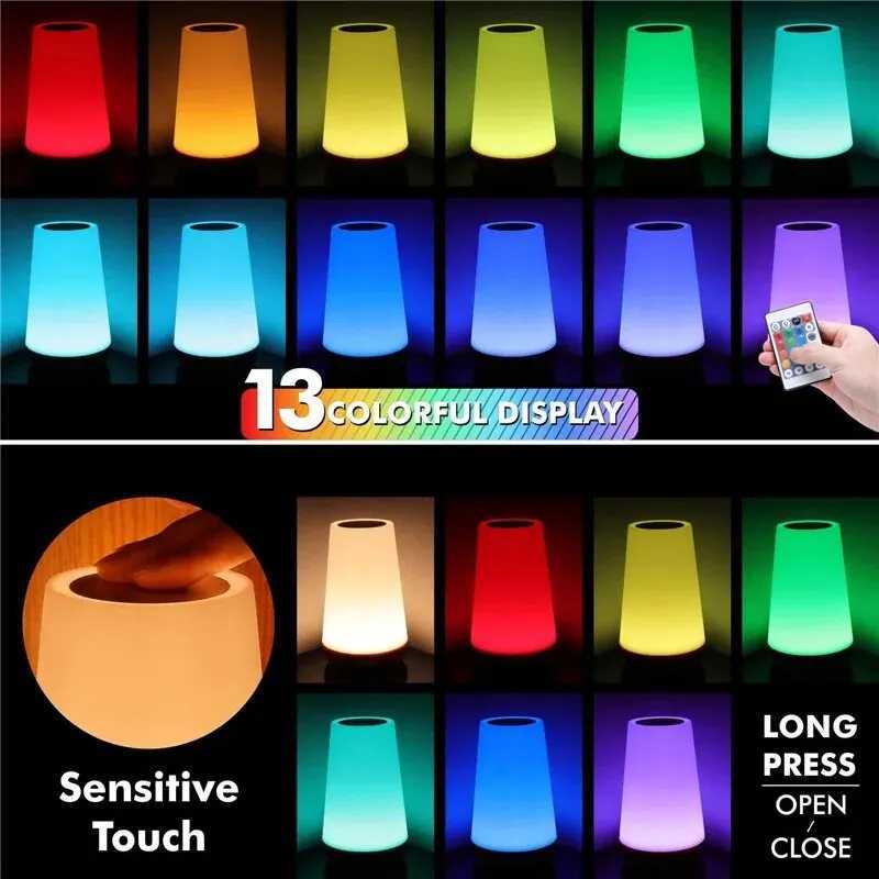 13 Color Changing Night Light Remote Control Touch USB Rechargeable RGB Night Lamp Dimmable Lamp Portable Table Bedside Lamp Z251014