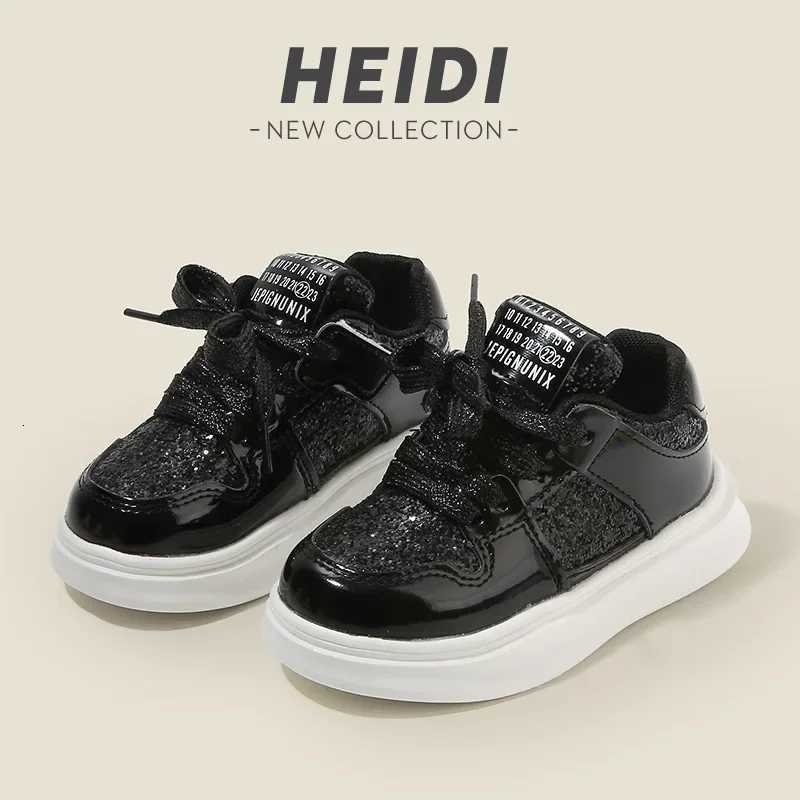 Fashion Childrens Shoes Sequin Solid Color Kids Sneaker Non-Slip Round Toe Boy Flats Board Girl Casual Running Sport Shoe C260130