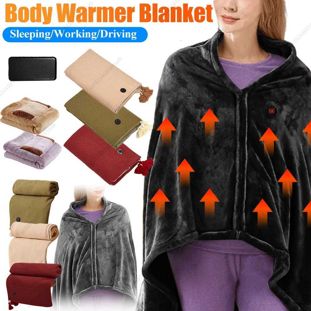 Body Warmer Blanket Zipper Coral Velvet Blanket Portable Quickly Heated Cape Pad Y251014