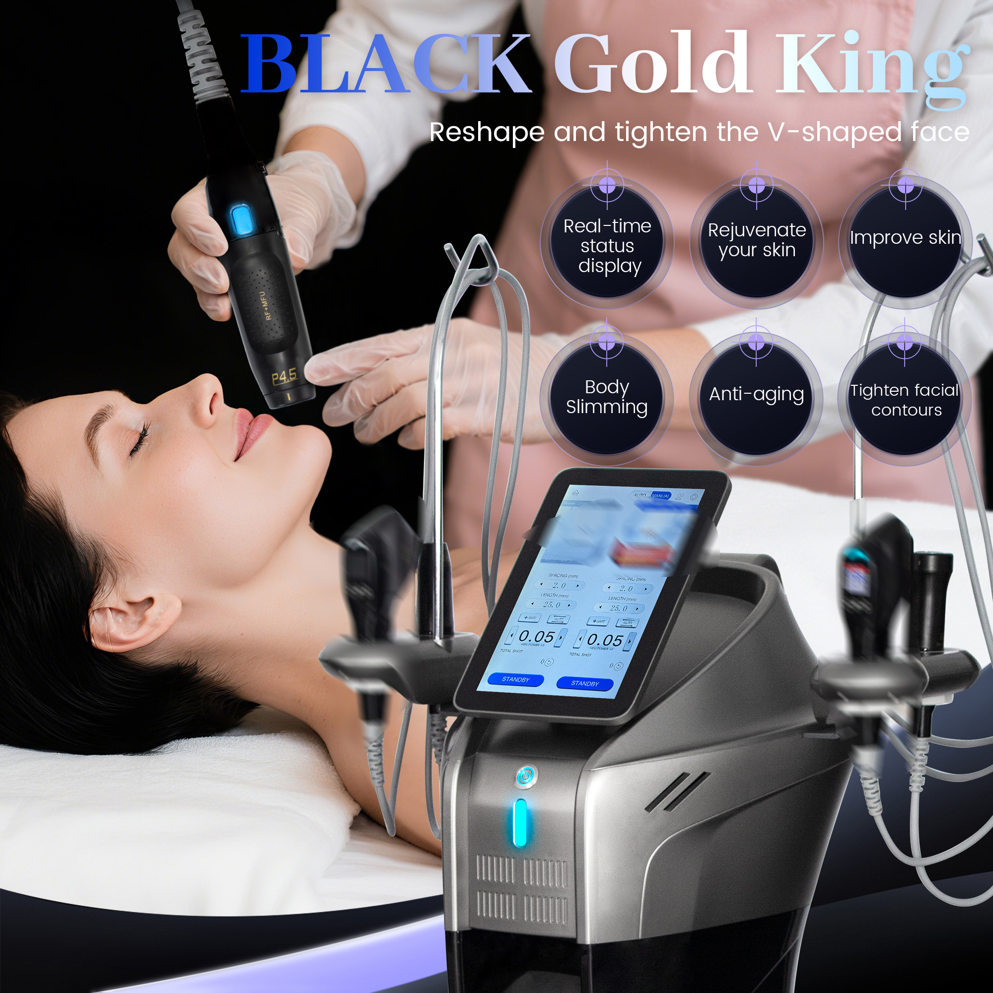Vertical HIFU Anti-Aging Beauty Machine For Skin Firming Wrinkle Removal Face Contour Lifting And Body Shaping For Spa Or Home Care Use