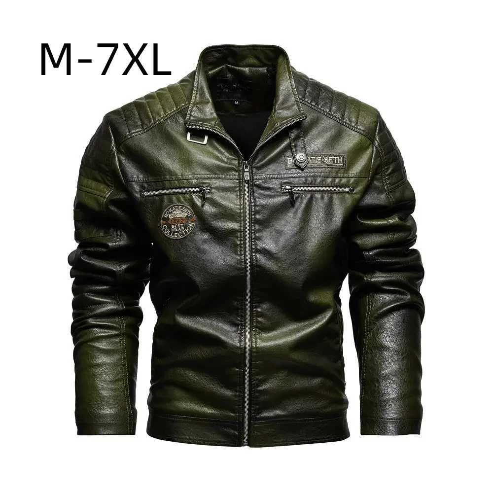 Mens Motorcycle Biker JaCKet Cotton PU LeaTHer JaCKets Male Slim Fit Zipper Windproof Plus Size Warm Overcoat J251014
