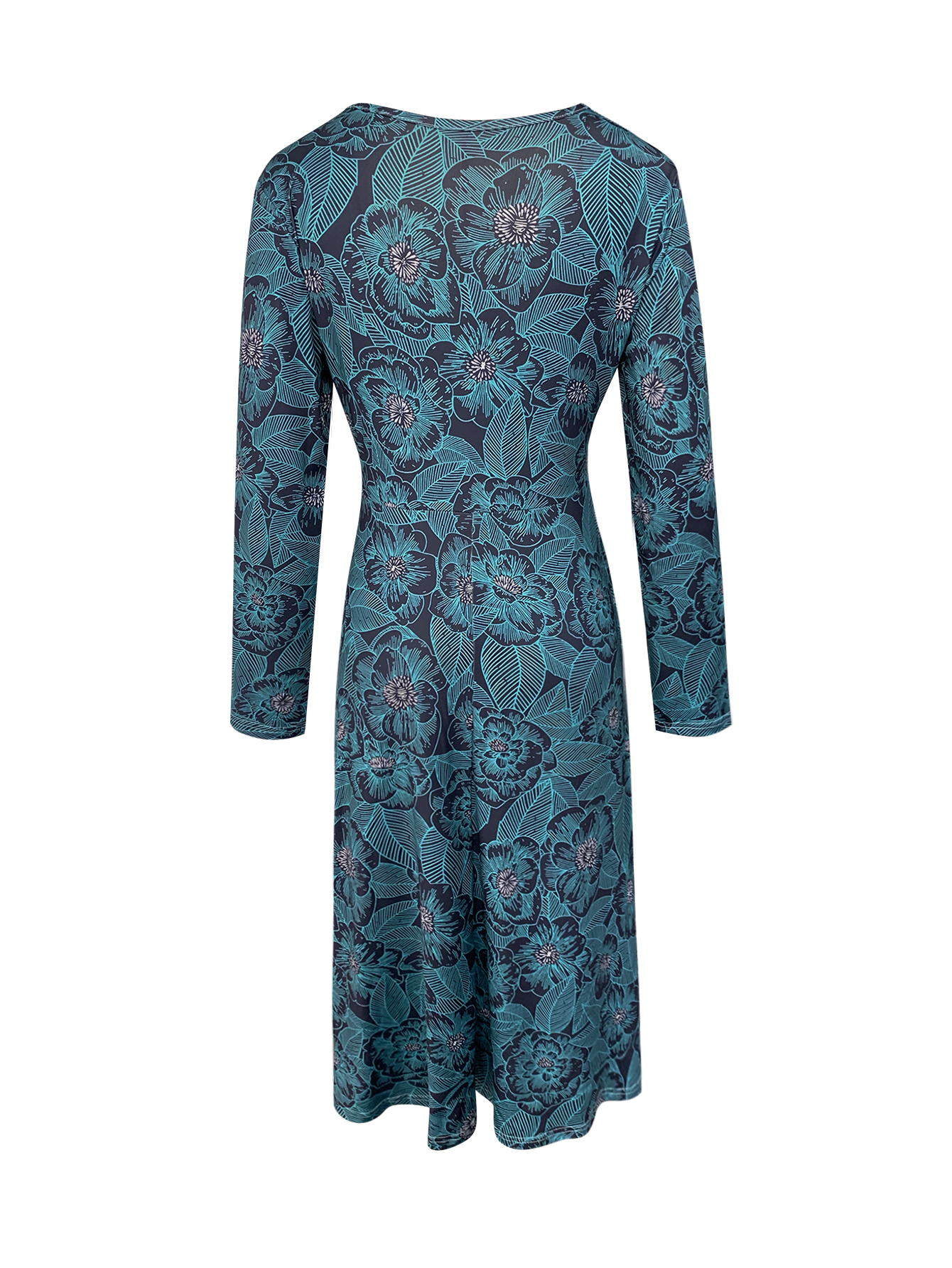 Women's Retro Fashion Floral - Textured Mom - Style Outdoor & Versatile Midi Dress-CF42196