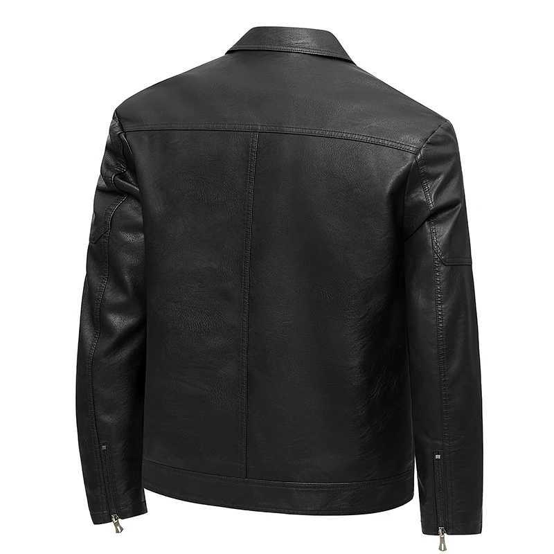 Spring Autumn Turn Down Collar Jackets Leather Coats Men Solid Moto Biker Outwear Slim Fit Casual Leather Jacket Plus Size M8XL J251014