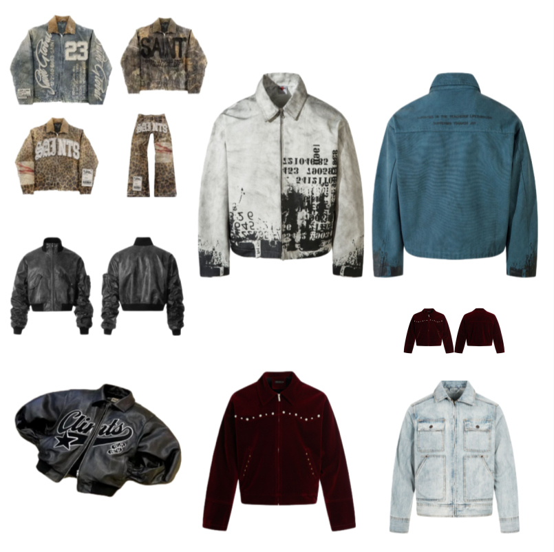 Men's Jackets Streetwear Vintage Camouflage Jacket Y2K Clothing Studded Mens Distressed Baggy Coats Water-washed Black And Red Suede Multi-pocket