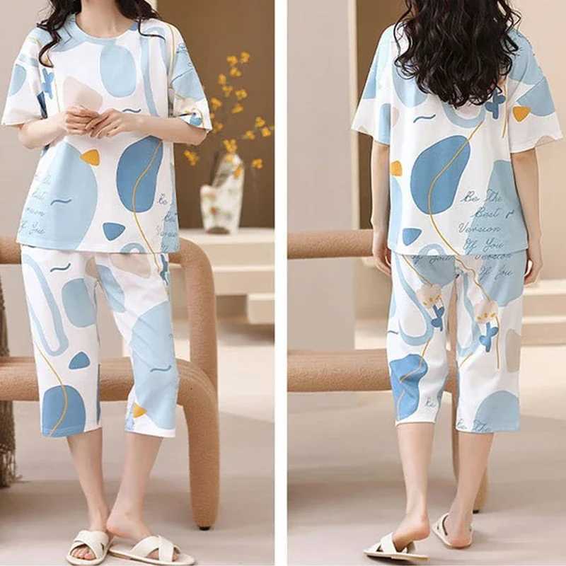 Pajamas Female Summer Thin Short Sleeves Loose Sweet Cute Cartoon Bear Student Homewear Plus Size TwoPiece Set Korean SleepwearT251014