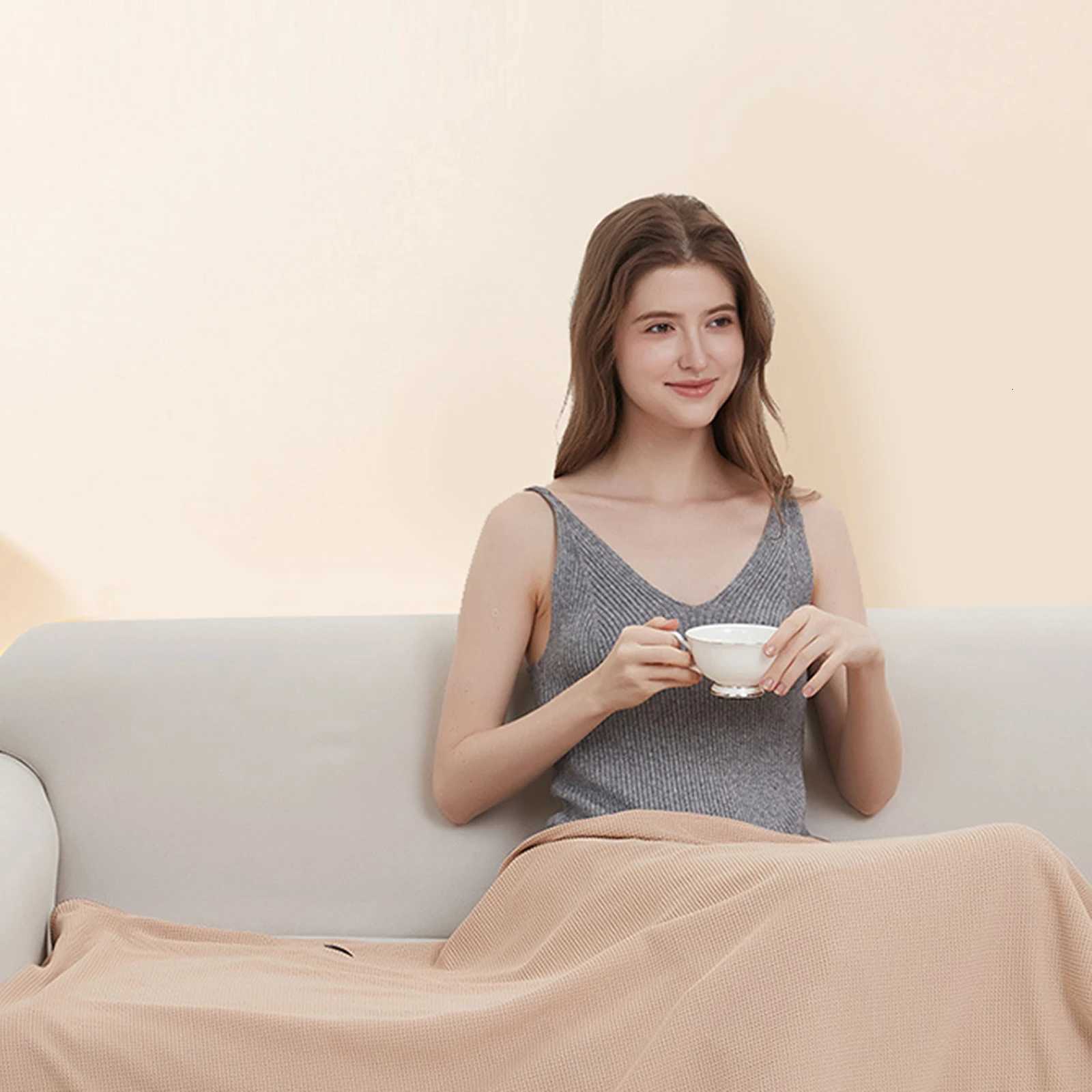 Office USB Electric Heated Blanket Wearable Heated Throw Blanket Adjustable 3 Levels Temperature Machine Washable Warmer Blanket Y251014