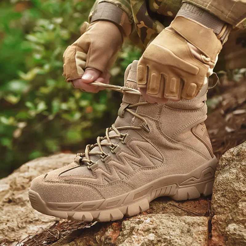 CHRLCK Waterproof Hiking Shoes Outdoor NonSlip Hiking Shoes Men Breathable Tactical Shoes Breathable Mountaineer Hunting Boots C251014