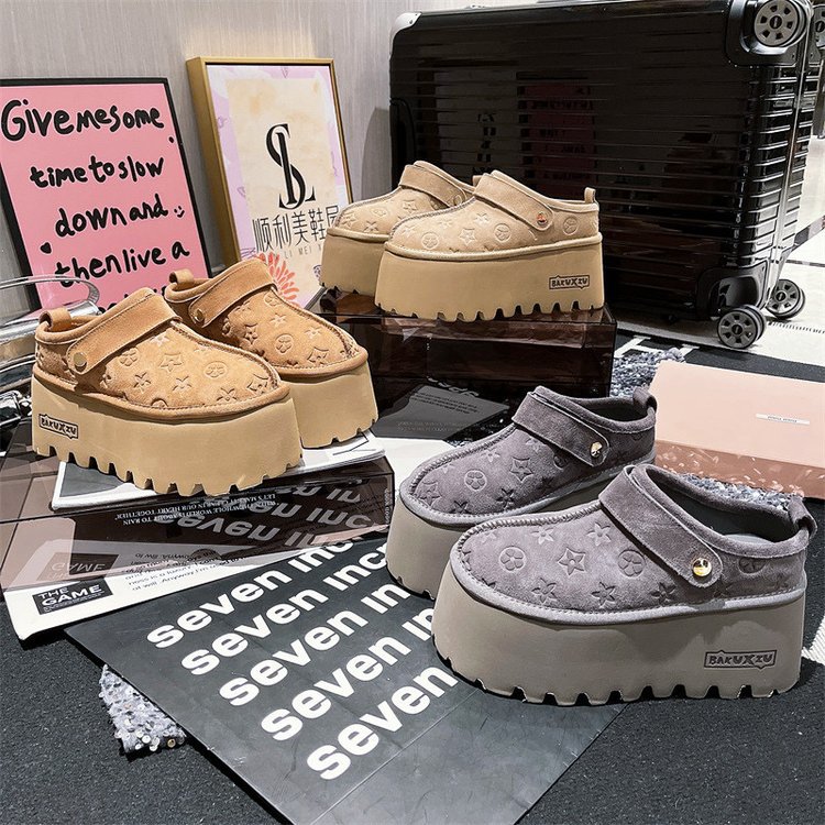 Free Shipping New Design Series Platform Casual Shoes Fashion Print Ankle Boots Frosted High Quality Texture Grey Apricot Maroon