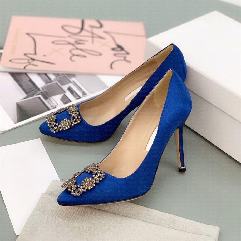 Designer High Heels Slingback heels blahniks heels Pointed Toe heels Rhinestone crystal square Buckle-detail Satin Stiletto heels Women sandals Pumps size 35-42