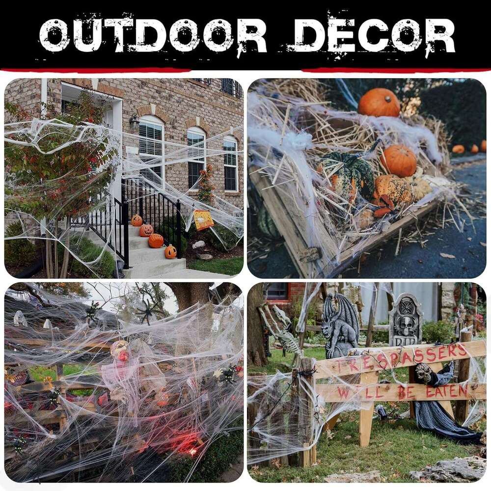 1000 sqft Spider Webs Decorations Bonus with 30 Fake Spiders, Super Stretch Cobwebs for Halloween Indoor and Outdoor Party Supplies