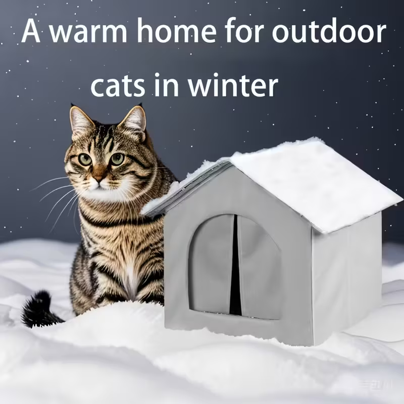 Outdoor waterproof cat house and dog house, windproof Oxford cloth small animal shelter pet house, four seasons protection