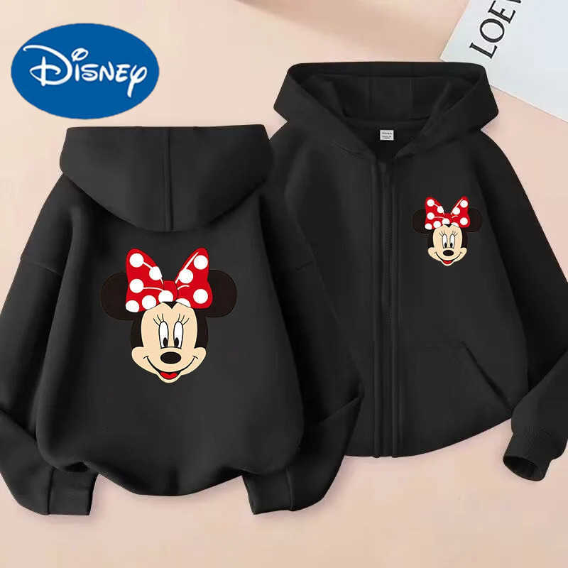 Disney Funny Zip Up Hoodie Kawaii Kids Minnie Mouse Childrens Hoodie Zipper Children Sweatshirt Clothes Kid Girl Boy Top Hoody H2510141