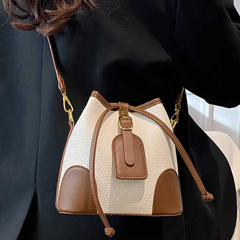 Wen Drstring Bucket Bags 2025 Summer Trendy Ctrast Color Crossbody Bag Korean Style Cmuting e Shoder Bags D251014