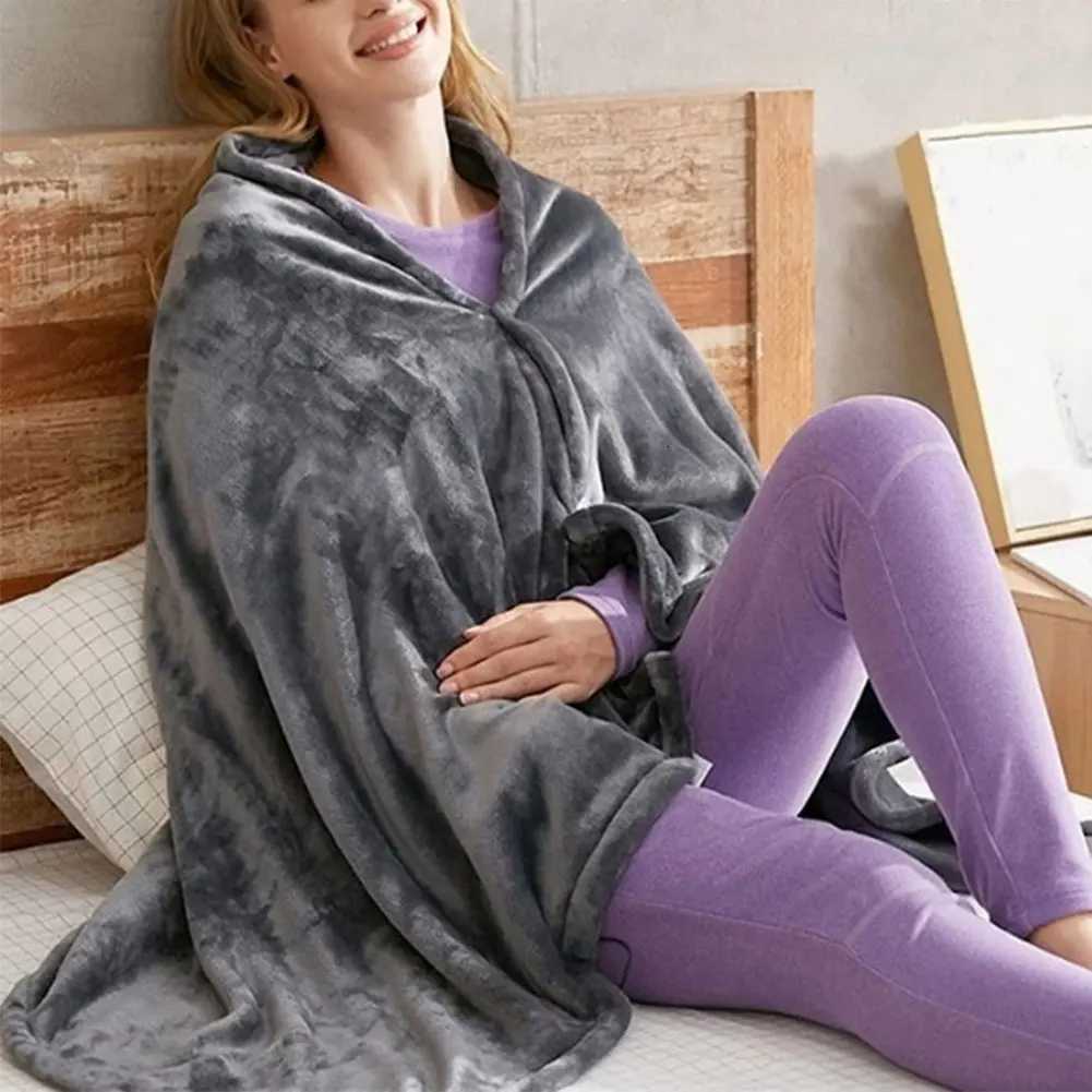 USB Heated Blanket 3 Heating Level Adjustable Heated Shawl Throw Blanket Coral Velvet Fast Heating Leg Blanket for Home Office Y251014
