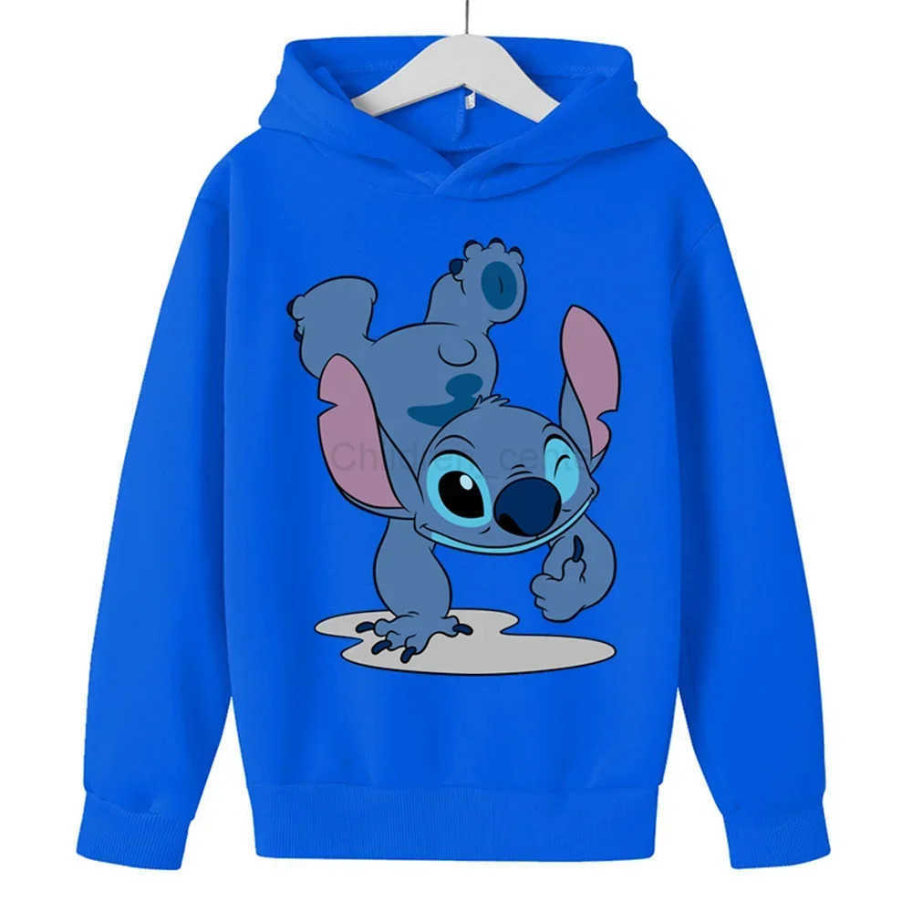 Disney Kawaii Lilo Stitch Hoodie Kids Clothes Girls Clothing Fashion Baby Boys Clothes Autumn Warm Stitch Sweatshirt Children Tops H251014