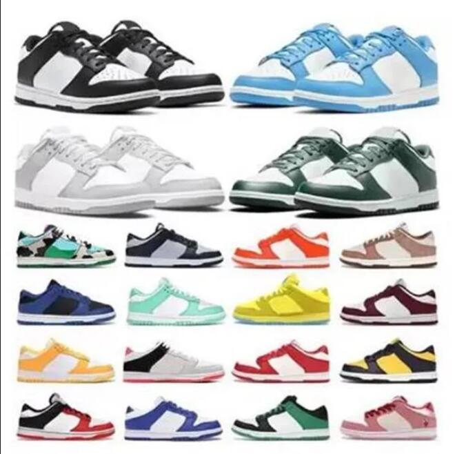 Designer Shoes Men Women Flat Sneakers Panda Triple White Black Grey Fog Orange Pink University Blue Green Red Hiking Outdoor Mens Sports Trainers