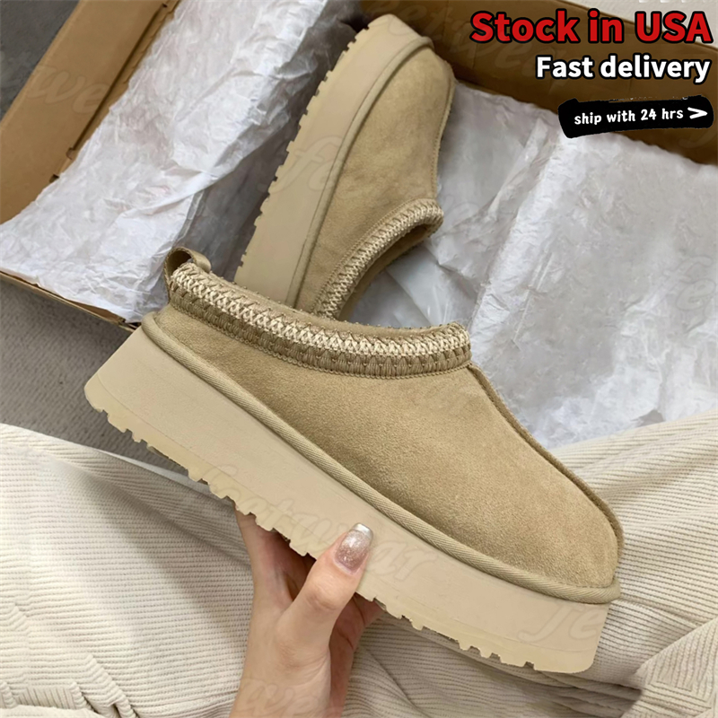 Designer Tazz Slippers Tasman Fur Slides For Men Women Snow Boots Ultra Mini Platform Boot Winter Warm Shoes Suede Woolen Mens Womens Ankle Booties Size 35-46
