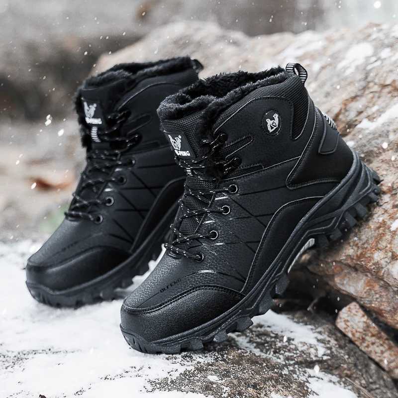 Mens Hiking Shoes Plus Size Outdoor Mid Top Casual Anti Slip Plush Warm Shoes Fashion Classic Cushioning Lace Up Walking Boots C251014