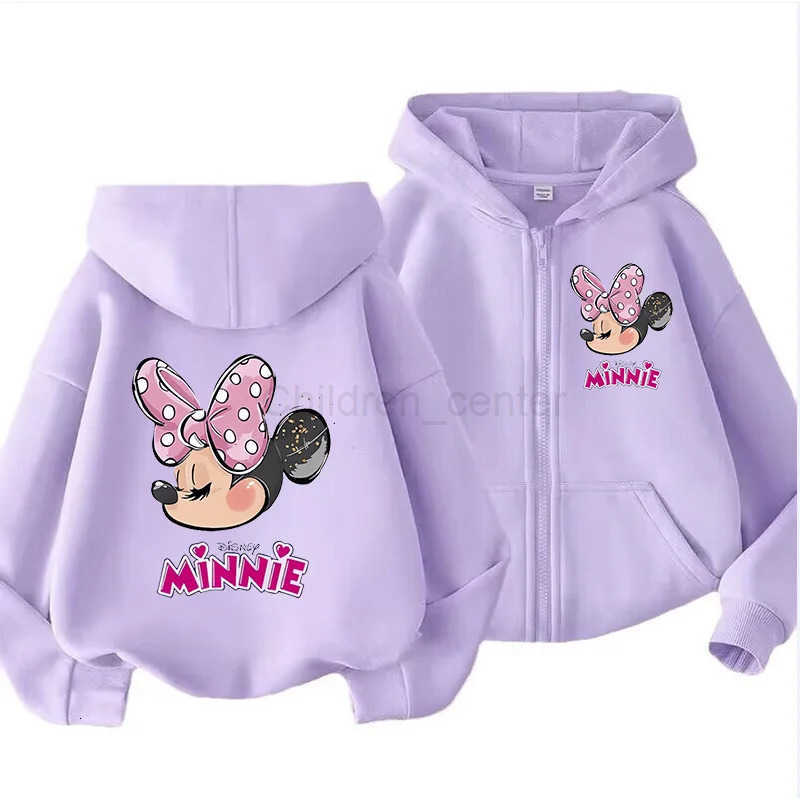 Disney Funny Zip Up Hoodie Kawaii Kids Minnie Mouse Childrens Hoodie Zipper Children Sweatshirt Clothes Kid Girl Boy Top Hoody H2510141