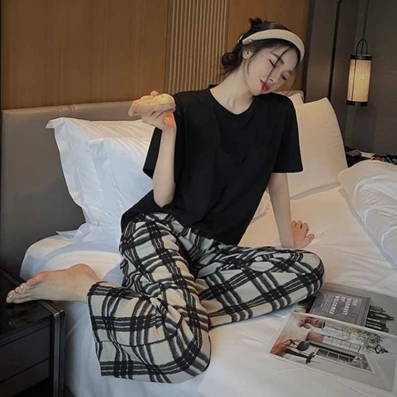 Womens Plus Size Pajamas Short Sleeve Letters Strawberry Plaid Trousers Student Nightwear Homewear Ladies Sleepwear LoungewearT251014