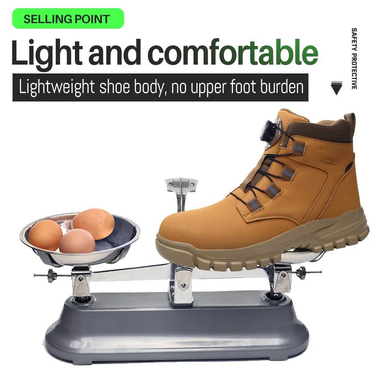 Lynjacye Quick Lace Button Waterproof Safety Boots Men Indestructible Steel Toe Work Boots Antismash Stabresistant Safety Shoe C251014