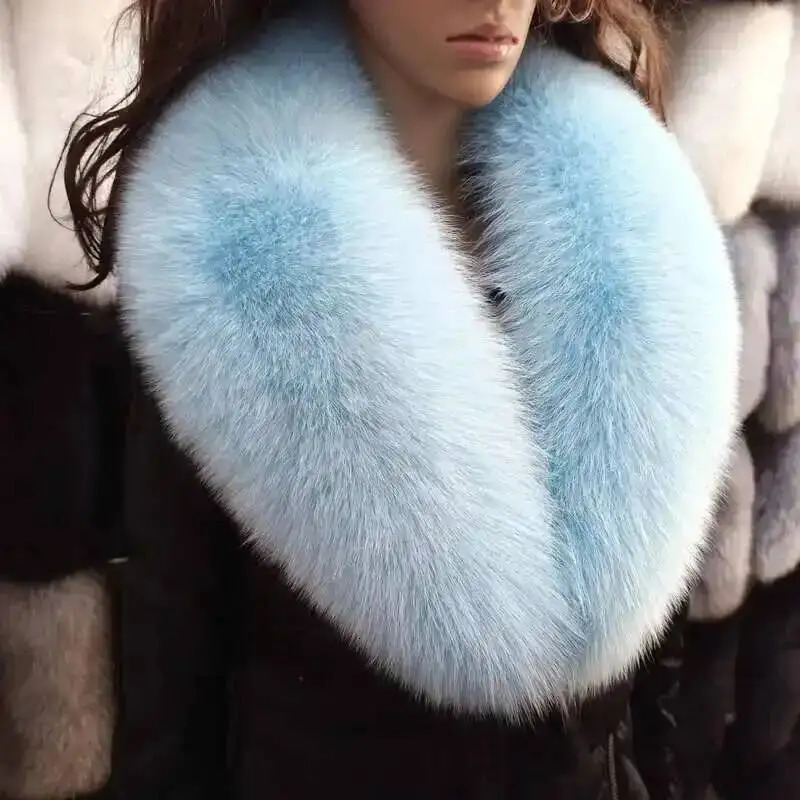 Winter Fox Fur Collar 100 Genuine Natural Pink Scarf Scarves Women Large Size Wraps Neck Warmer Furry Shawl Female 251008