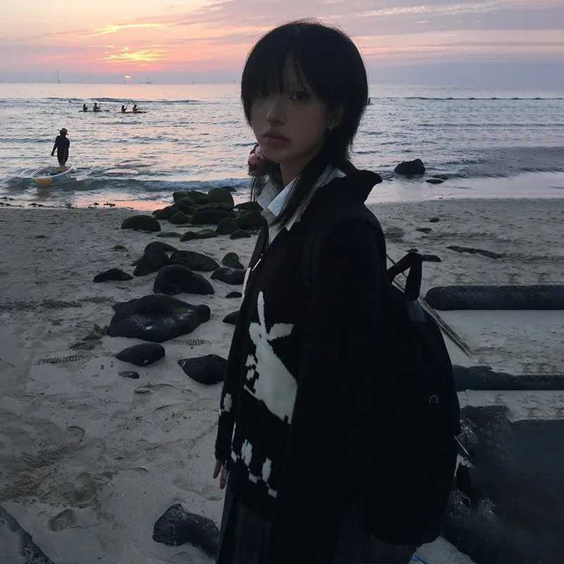 Karrram Japanese Y2k Knit Cardigans Vintage Rabbit Embroidery Zipper Knitwear Harajuku 2s Korean Knitted Coat Preppy Style W251014