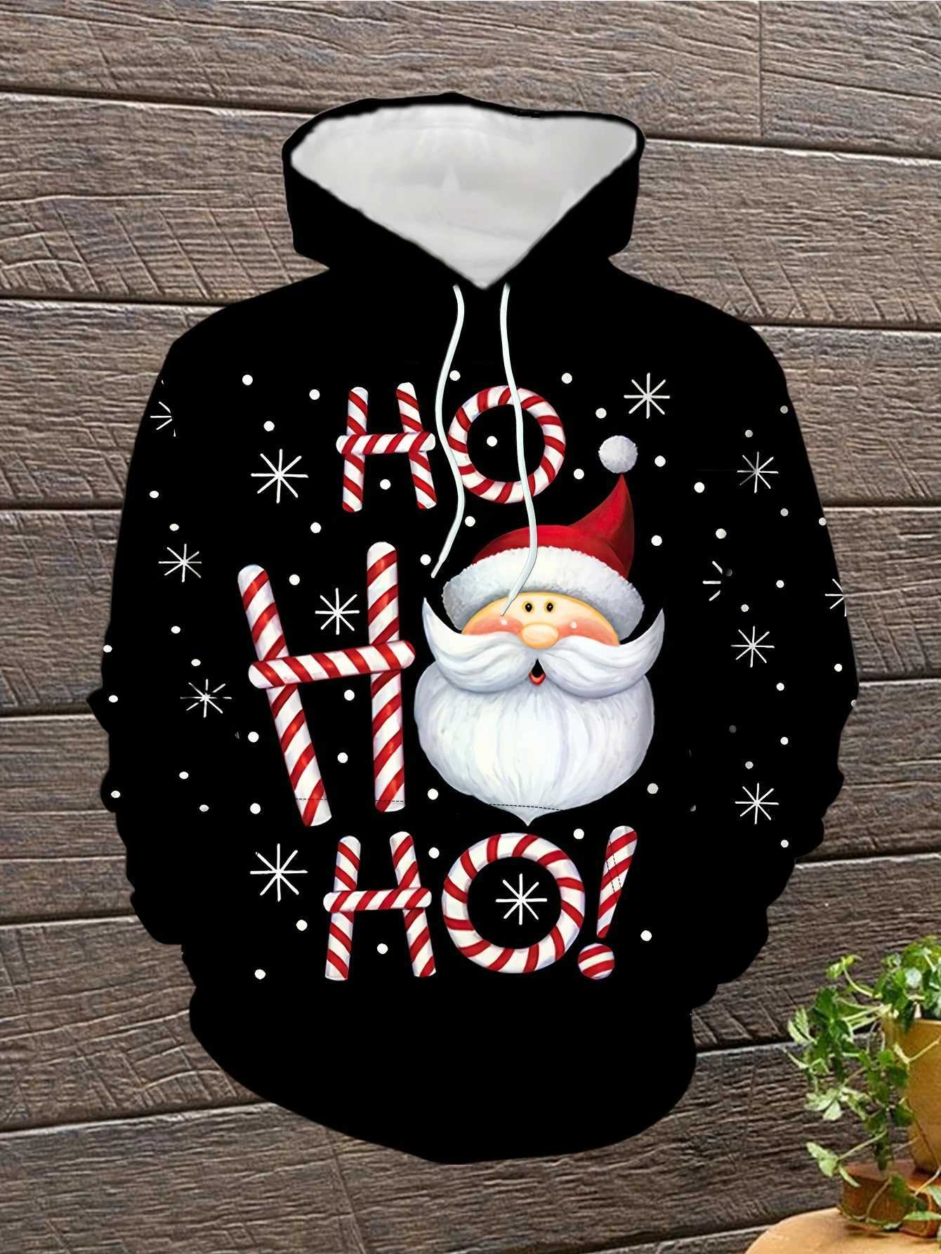 Fashion Mens Hooded 3D Christmas THeme Sweatshirt Autumn Winter Casual Fashion Drawstring Long Sleeve Sportwear Tops J251203