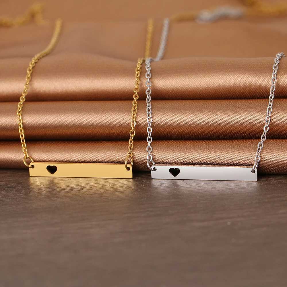 Stainl Steel Necklaces Fashion minimalism Horizontal Stick Pendant Chain Necklace For Wen Jewelry Party Friends GiftsW251014