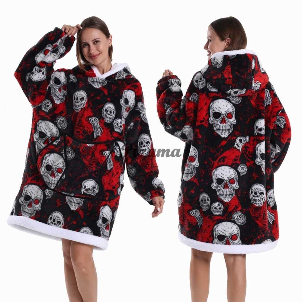2025 Christmas Winter Warm TV Blankets for Women Oversized Leopard Animal Halloween Cosplay Hooded Sweatshirts Adult Soft Robes Y251013