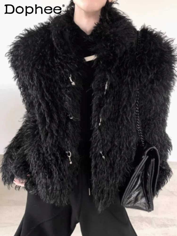 Fashion Highend Black Mink Imitation Fur Jackets Mens 2024 Winter New Short Plush Faux Fur Chic Jacket Longsleeve Cotton Coat W251014